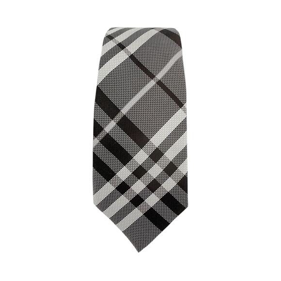 BURBERRY Manston Exploded Check Silk Tie in Charcoal - Picture 4 of 10